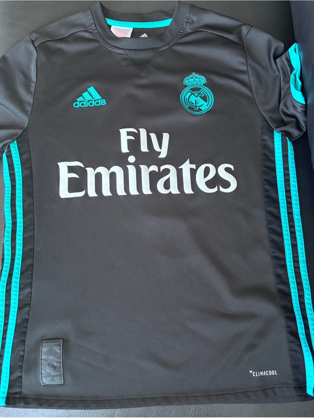 RONALDO -  Adidas Real Madrid Fly Emirates Black & Teal Soccer Jersey